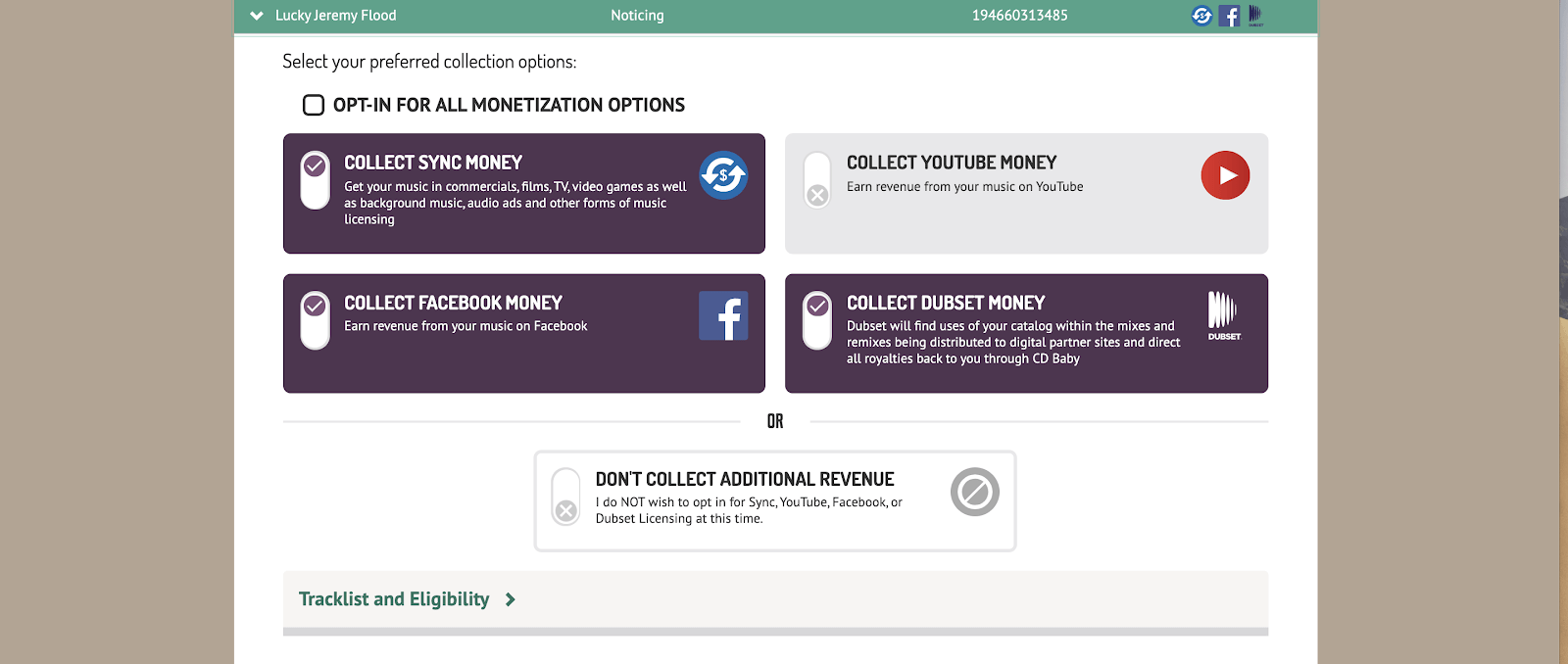 cd baby monetization